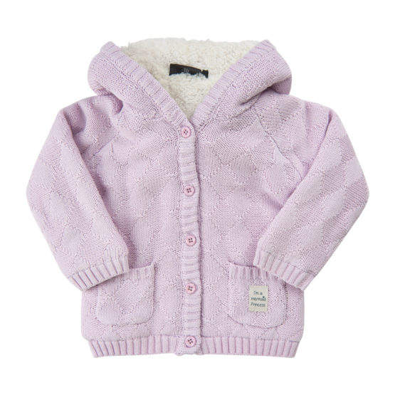Cardigan Knit w/teddy lin Lavender fog