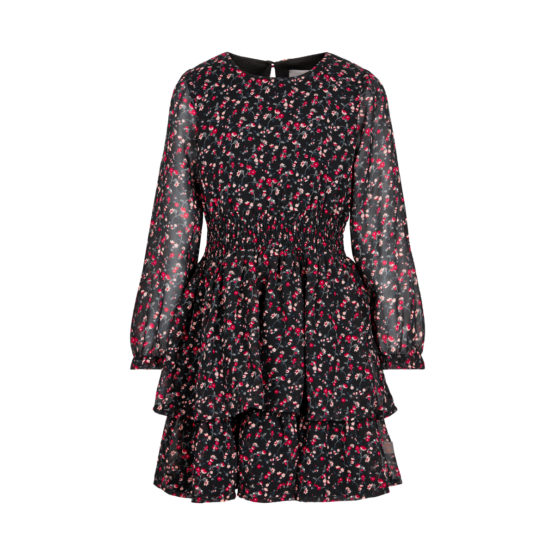 821296 Dress printed chiffon Black
